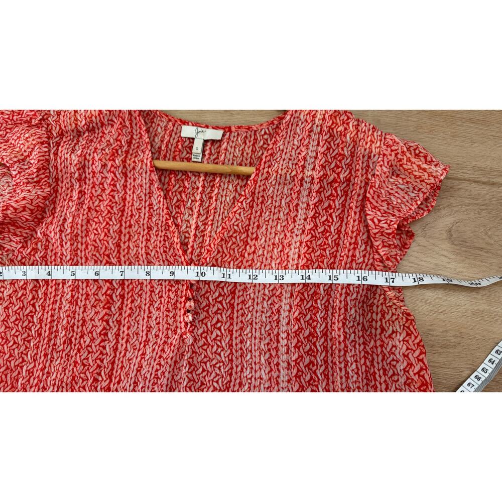Joie Macy B Silk Blouse Coral Print Size Small - Picture 9 of 9